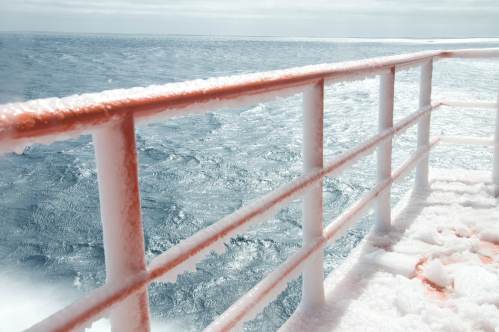 Icy railings on the Aurora Australis